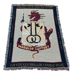 Vintage 225th Support Battalion Military Tapestry Blanket